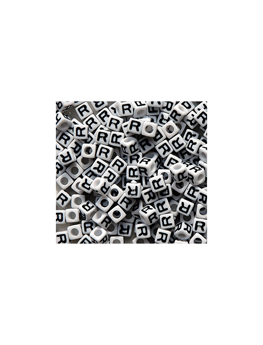 Perle Alphabet 7mm Blanc Cube Lettre au Choix