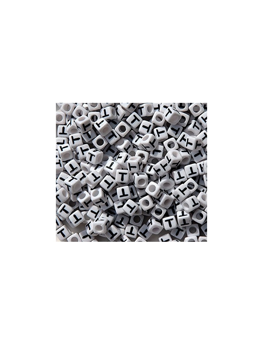 Perle Alphabet 7mm Blanc Cube Lettre au Choix