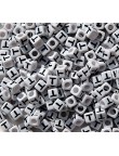 Perle Alphabet 7mm Blanc Cube Lettre au Choix