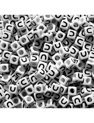 Perle Alphabet 7mm Blanc Cube Lettre au Choix