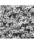 Perle Alphabet 7mm Blanc Cube Lettre au Choix