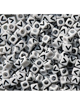 Perle Alphabet 7mm Blanc Cube Lettre au Choix