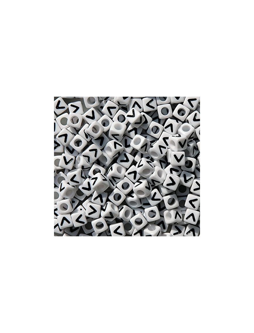 Perle Alphabet 7mm Blanc Cube Lettre au Choix