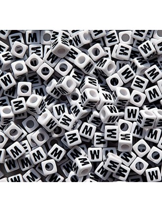 Perle Alphabet 7mm Blanc Cube Lettre au Choix