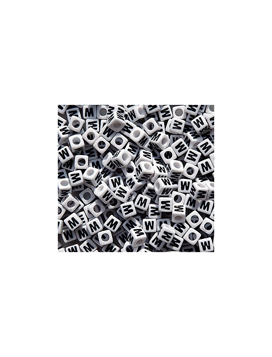 Perle Alphabet 7mm Blanc Cube Lettre au Choix