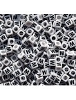 Perle Alphabet 7mm Blanc Cube Lettre au Choix