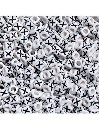 Perle Alphabet 7mm Blanc Cube Lettre au Choix