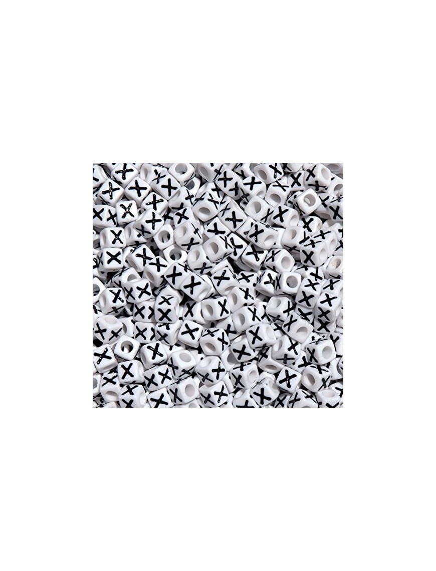 Perle Alphabet 7mm Blanc Cube Lettre au Choix