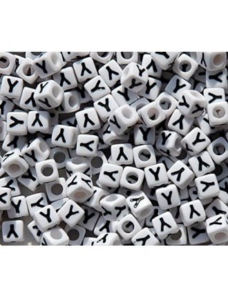 Perle Alphabet 7mm Blanc Cube Lettre au Choix