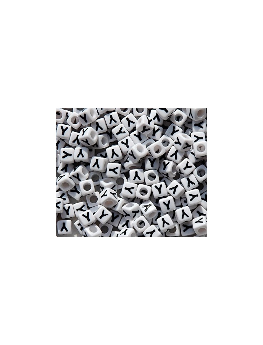 Perle Alphabet 7mm Blanc Cube Lettre au Choix