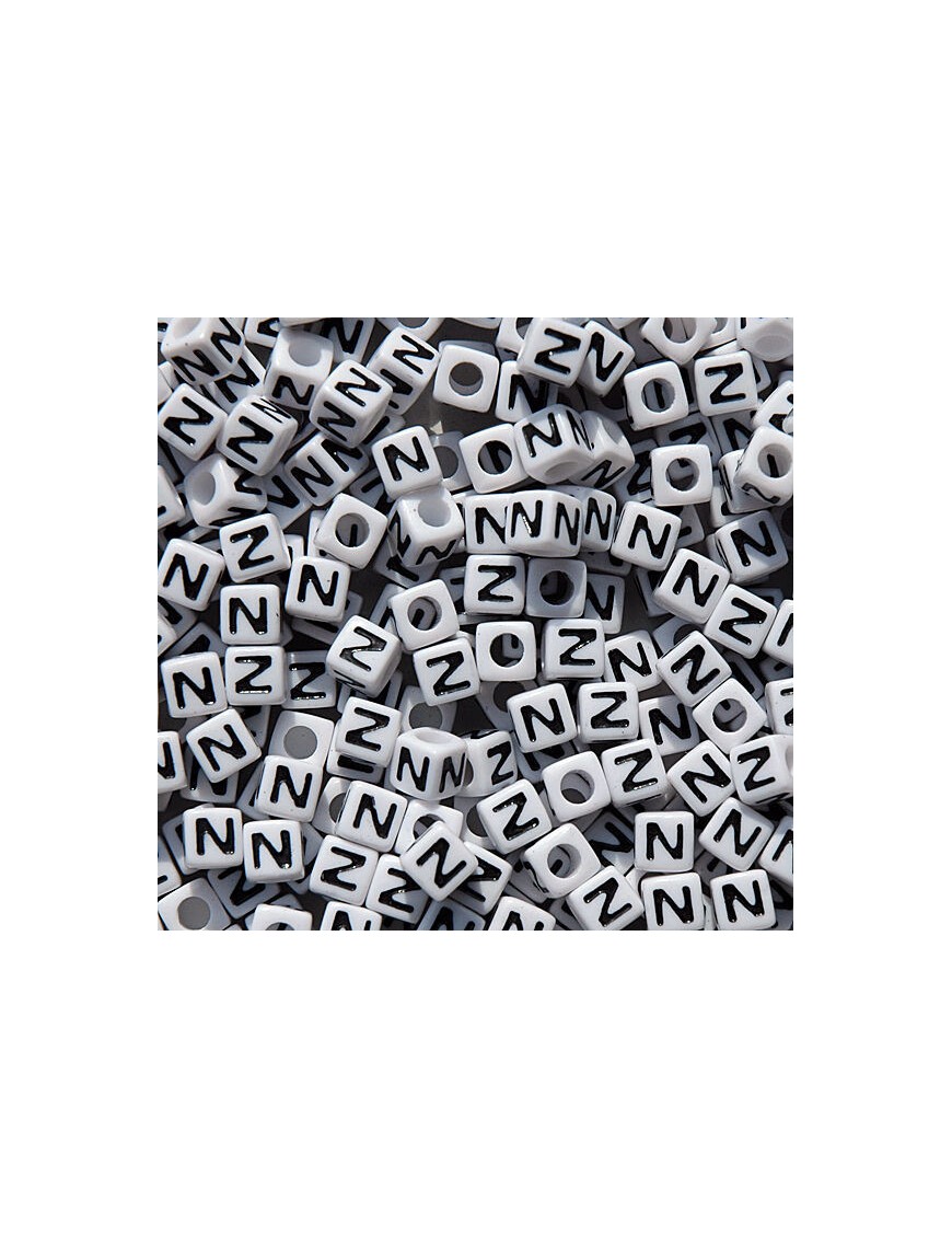 Perle Alphabet 7mm Blanc Cube Lettre au Choix