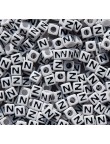 Perle Alphabet 7mm Blanc Cube Lettre au Choix