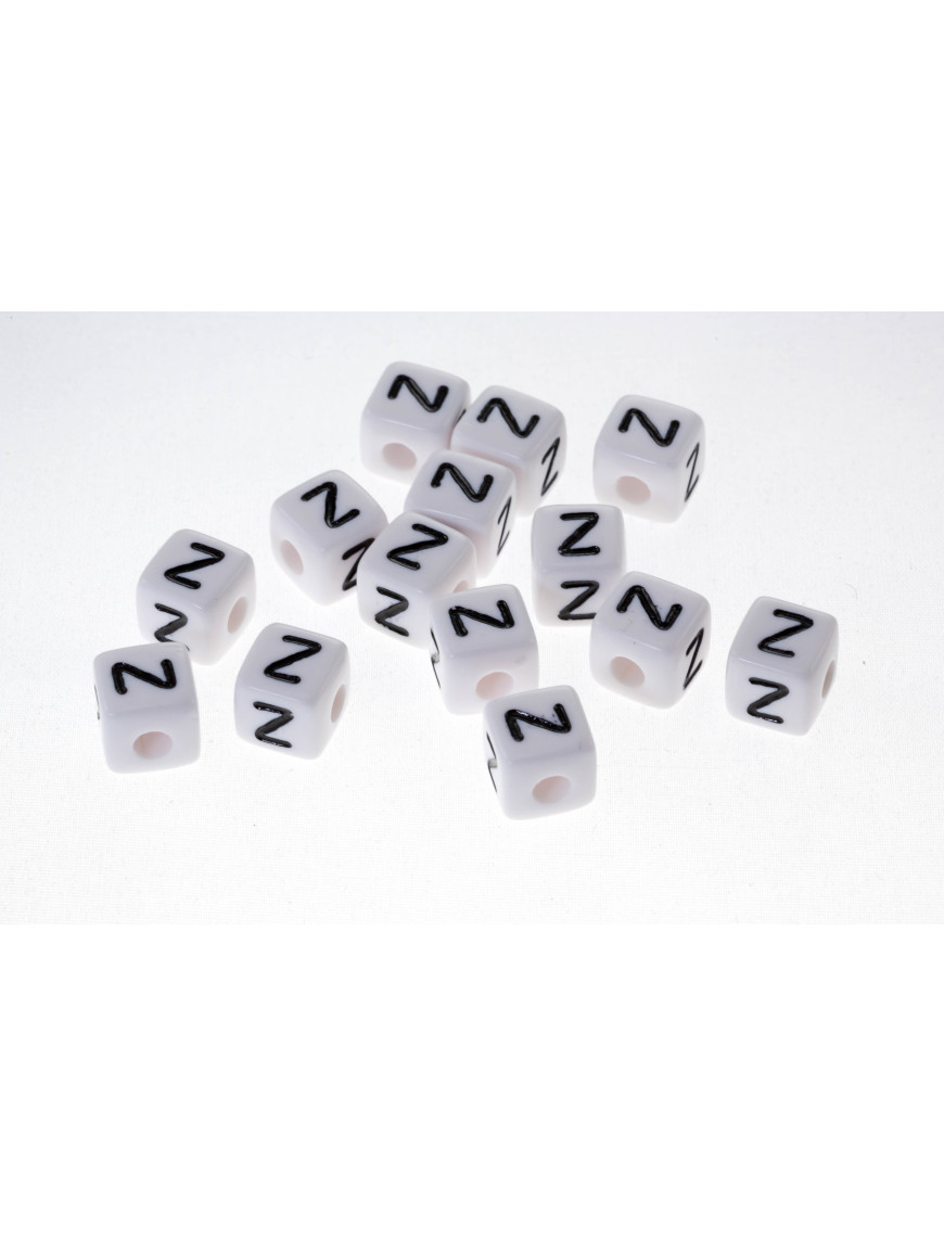 Perle Blanche Acrylique Lettre Alphabet 10mm x 2 pièces