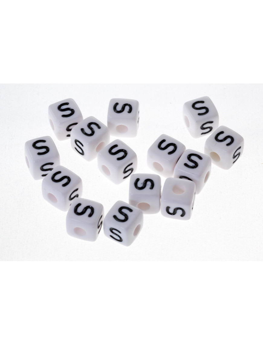 Perle Blanche Acrylique Lettre Alphabet 10mm x 3 pièces
