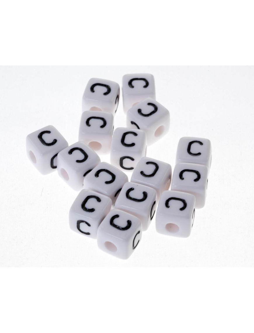 Perle Blanche Acrylique Lettre Alphabet 10mm x 5 pièces