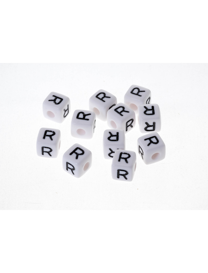 Perle Blanche Acrylique Lettre Alphabet 10mm x 5 pièces