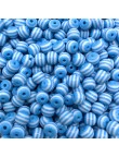 10 Perles Rayé en resine 10mm Bleu et Blanc