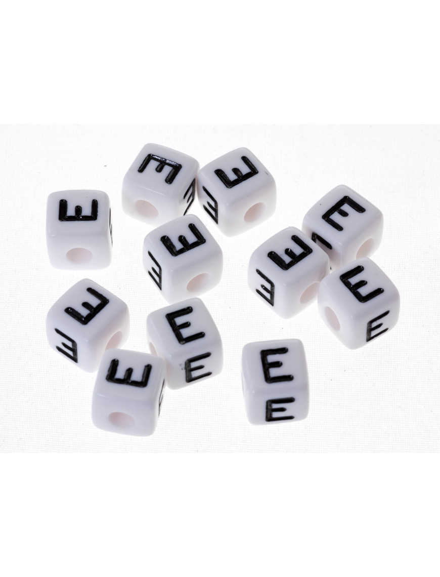 Perle Blanche Acrylique Lettre Alphabet 10mm x 10 pièces