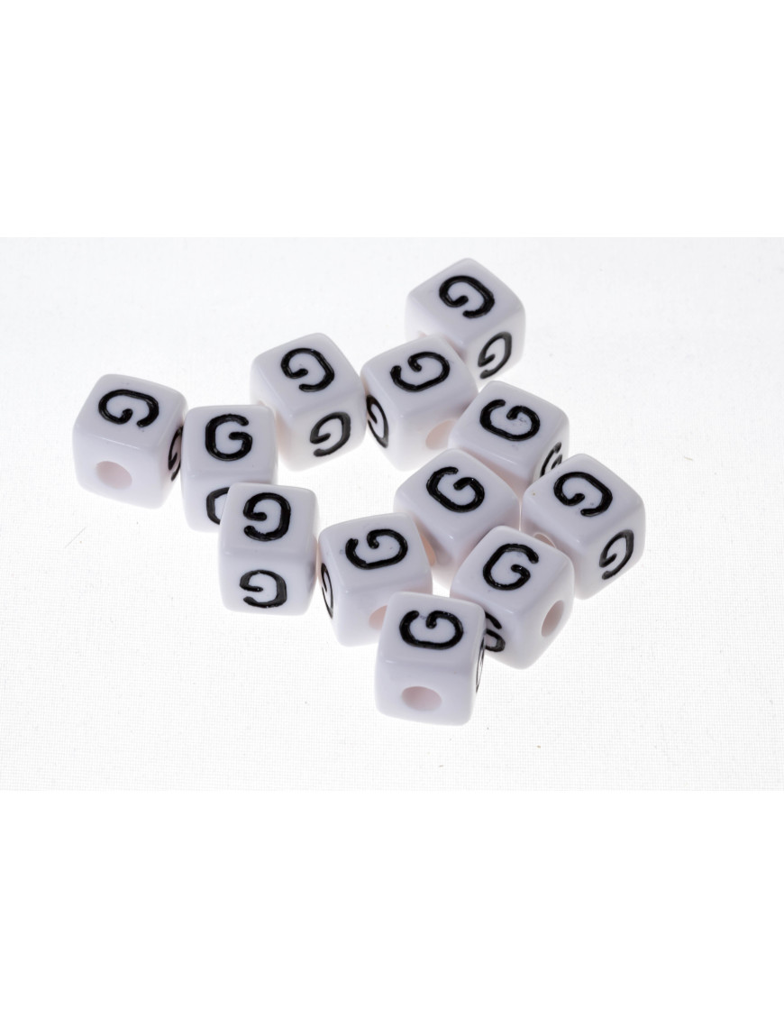 Perle Blanche Acrylique Lettre Alphabet 10mm x 10 pièces