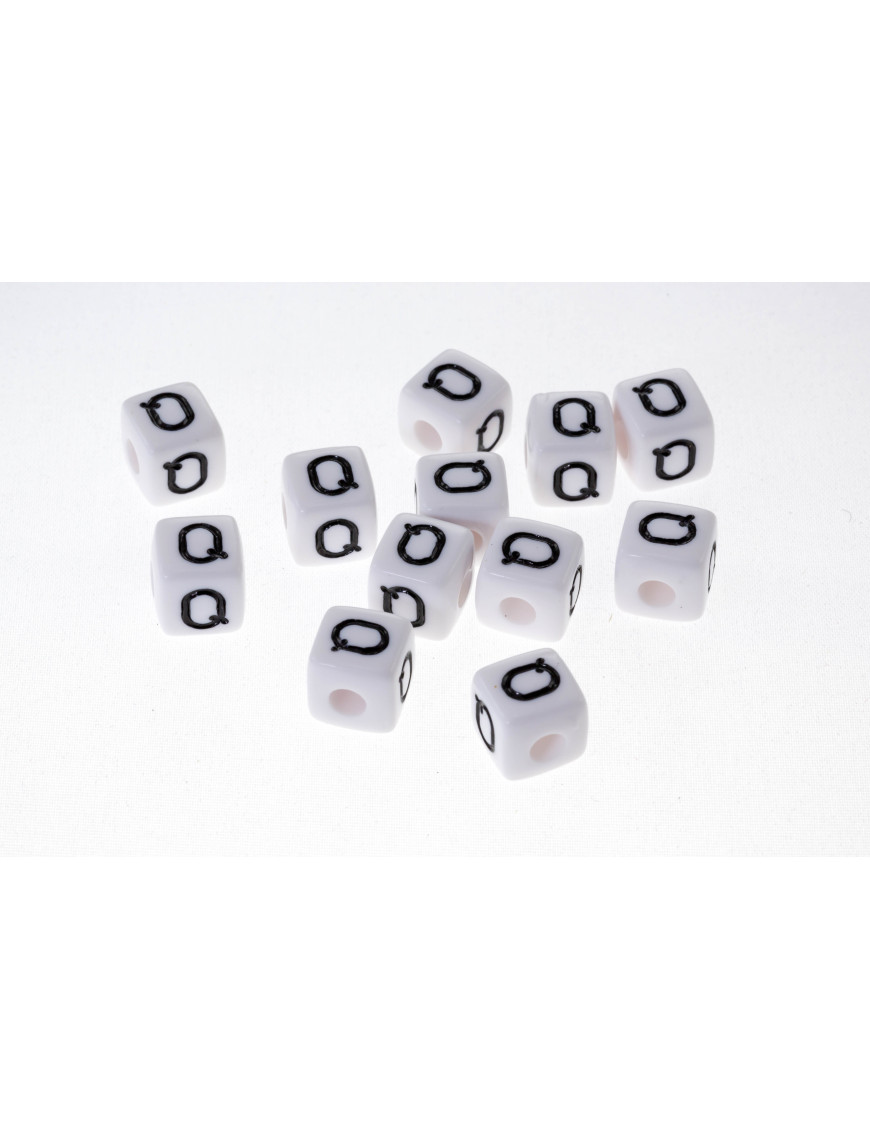 Perle Blanche Acrylique Lettre Alphabet 10mm x 10 pièces
