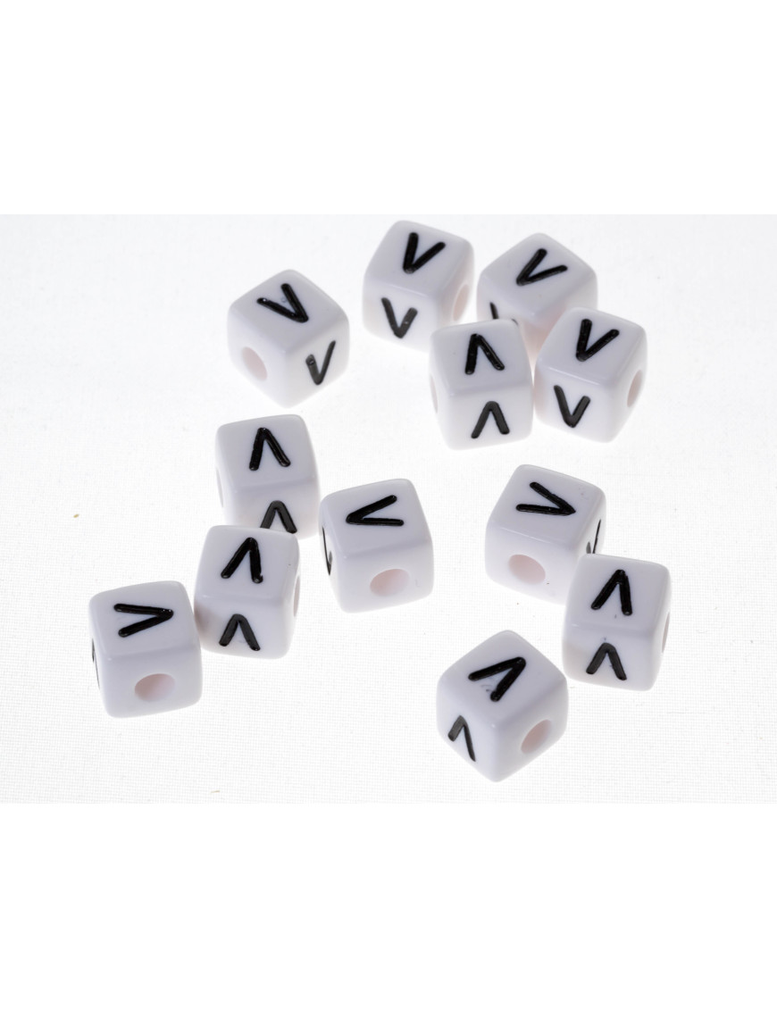 Perle Blanche Acrylique Lettre Alphabet 10mm x 10 pièces