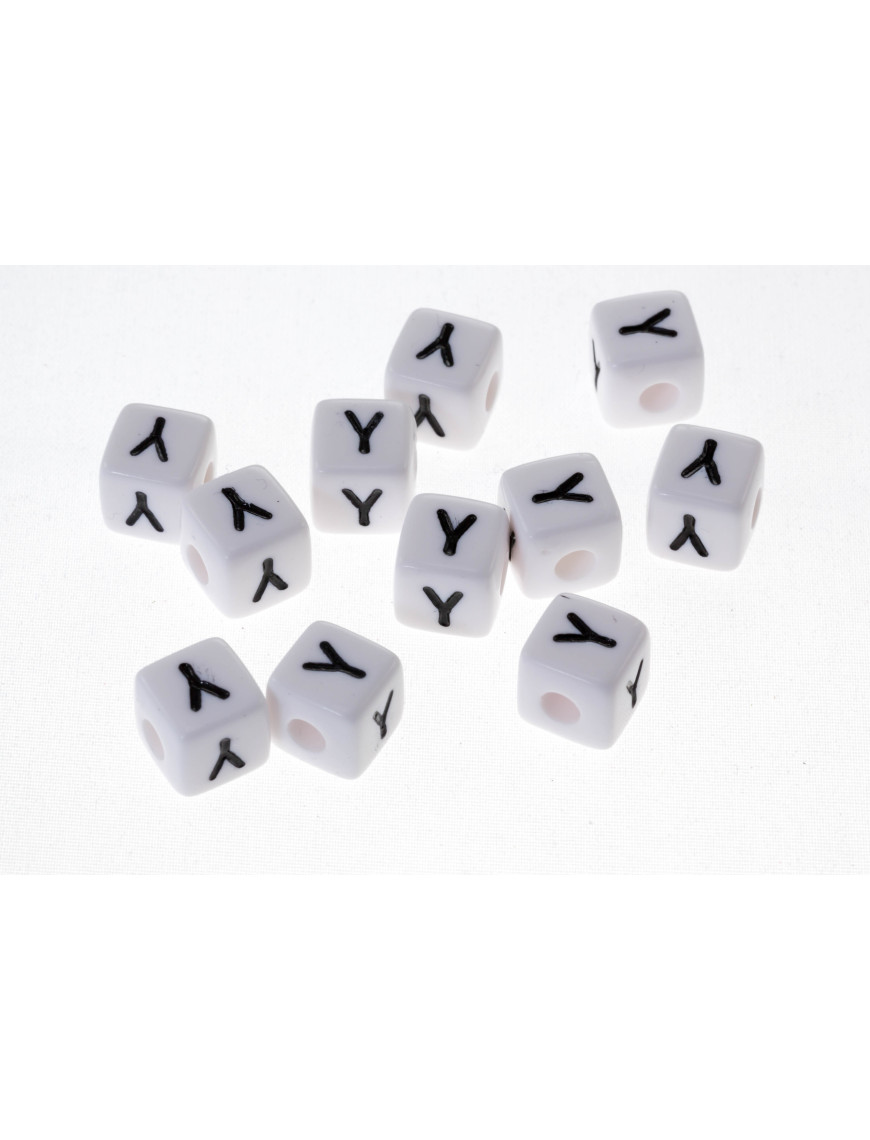 Perle Blanche Acrylique Lettre Alphabet 10mm x 10 pièces
