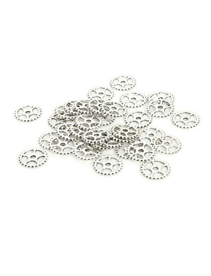 10 Pendentifs Breloque Rouage Engrenage 15mm - Couleur Au Choix, Neufs SAVMER