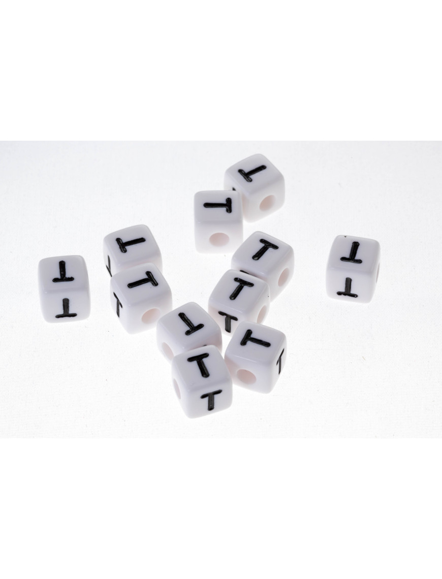 Perle Blanche Acrylique Lettre Alphabet 10mm x 20 pièces