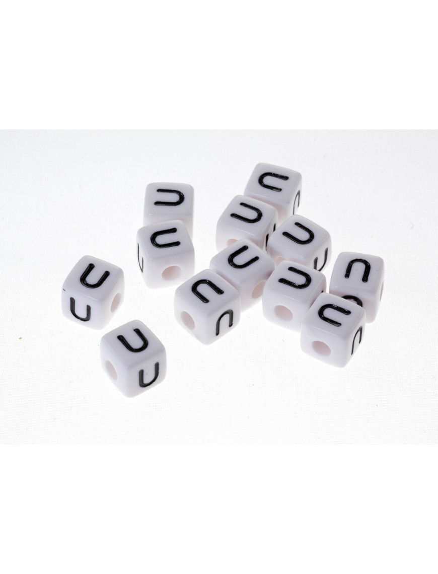 Perle Blanche Acrylique Lettre Alphabet 10mm x 20 pièces