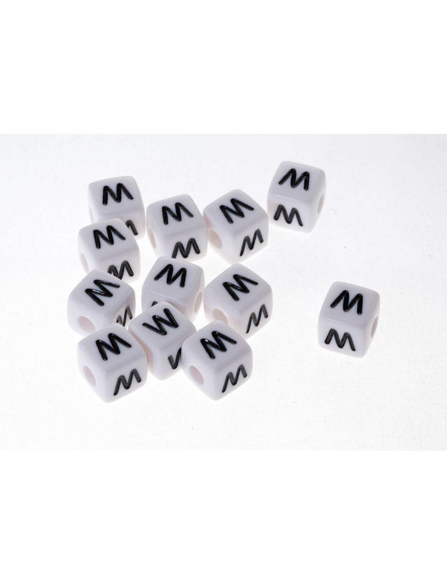 Perle Blanche Acrylique Lettre Alphabet 10mm x 20 pièces