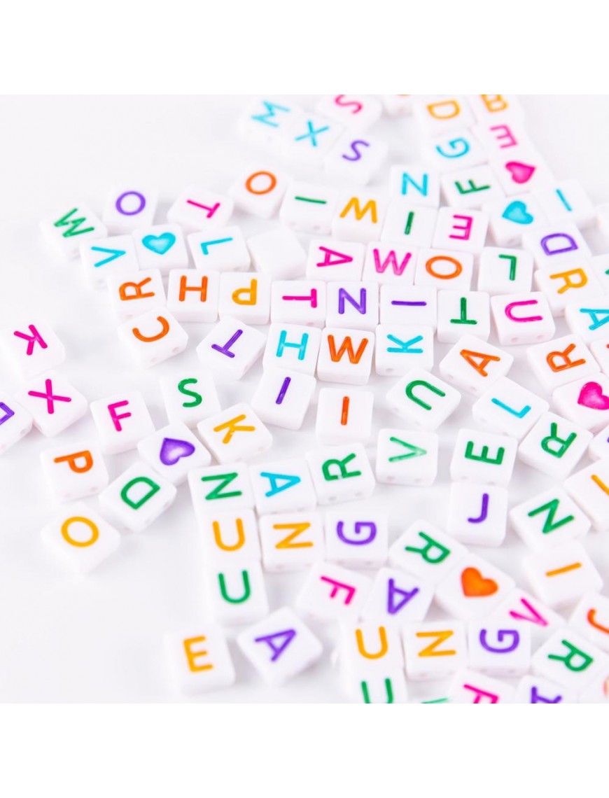 Lot De 100 Perles Acrylique Alphabet Plates - 9mm X 8mm, Lettres Aléatoires, Marque SAVMER