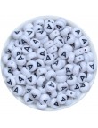 Perle Alphabet 7mm x 4mm Blanc Ecriture Noir Lettre au Choix