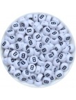 Perle Alphabet 7mm x 4mm Blanc Ecriture Noir Lettre au Choix