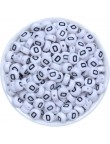 Perle Alphabet 7mm x 4mm Blanc Ecriture Noir Lettre au Choix