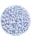Perle Alphabet 7mm x 4mm Blanc Ecriture Noir Lettre au Choix