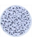 Perle Alphabet 7mm x 4mm Blanc Ecriture Noir Lettre au Choix
