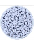 Perle Alphabet 7mm x 4mm Blanc Ecriture Noir Lettre au Choix