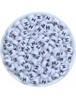 Perle Alphabet 7mm x 4mm Blanc Ecriture Noir Lettre au Choix