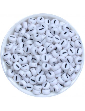 Perle Alphabet 7mm x 4mm Blanc Ecriture Noir Lettre au Choix