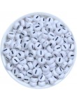 Perle Alphabet 7mm x 4mm Blanc Ecriture Noir Lettre au Choix
