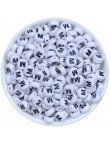 Perle Alphabet 7mm x 4mm Blanc Ecriture Noir Lettre au Choix