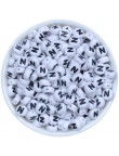Perle Alphabet 7mm x 4mm Blanc Ecriture Noir Lettre au Choix