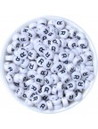 Perle Alphabet 7mm x 4mm Blanc Ecriture Noir Lettre au Choix