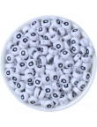 Perle Alphabet 7mm x 4mm Blanc Ecriture Noir Lettre au Choix