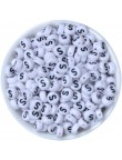 Perle Alphabet 7mm x 4mm Blanc Ecriture Noir Lettre au Choix