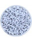 Perle Alphabet 7mm x 4mm Blanc Ecriture Noir Lettre au Choix