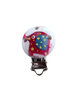 Clip Pince Attache en Bois Rond 3cm Elephant Rouge