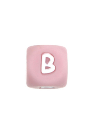 Perles Silicone Lettre Alphabet 12mm Rose