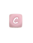 Perles Silicone Lettre Alphabet 12mm Rose