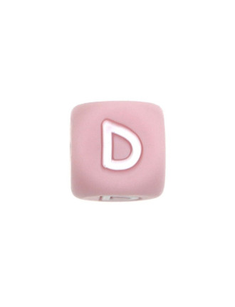 Perles Silicone Lettre Alphabet 12mm Rose